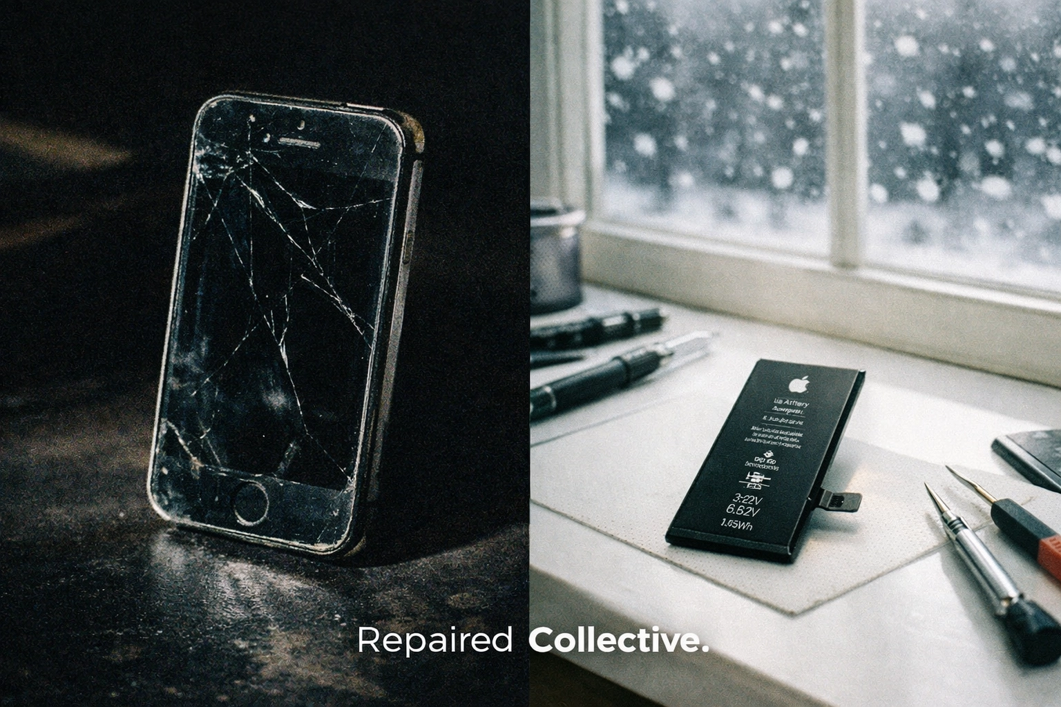 Comparison of old worn iPhone versus new replacement battery component