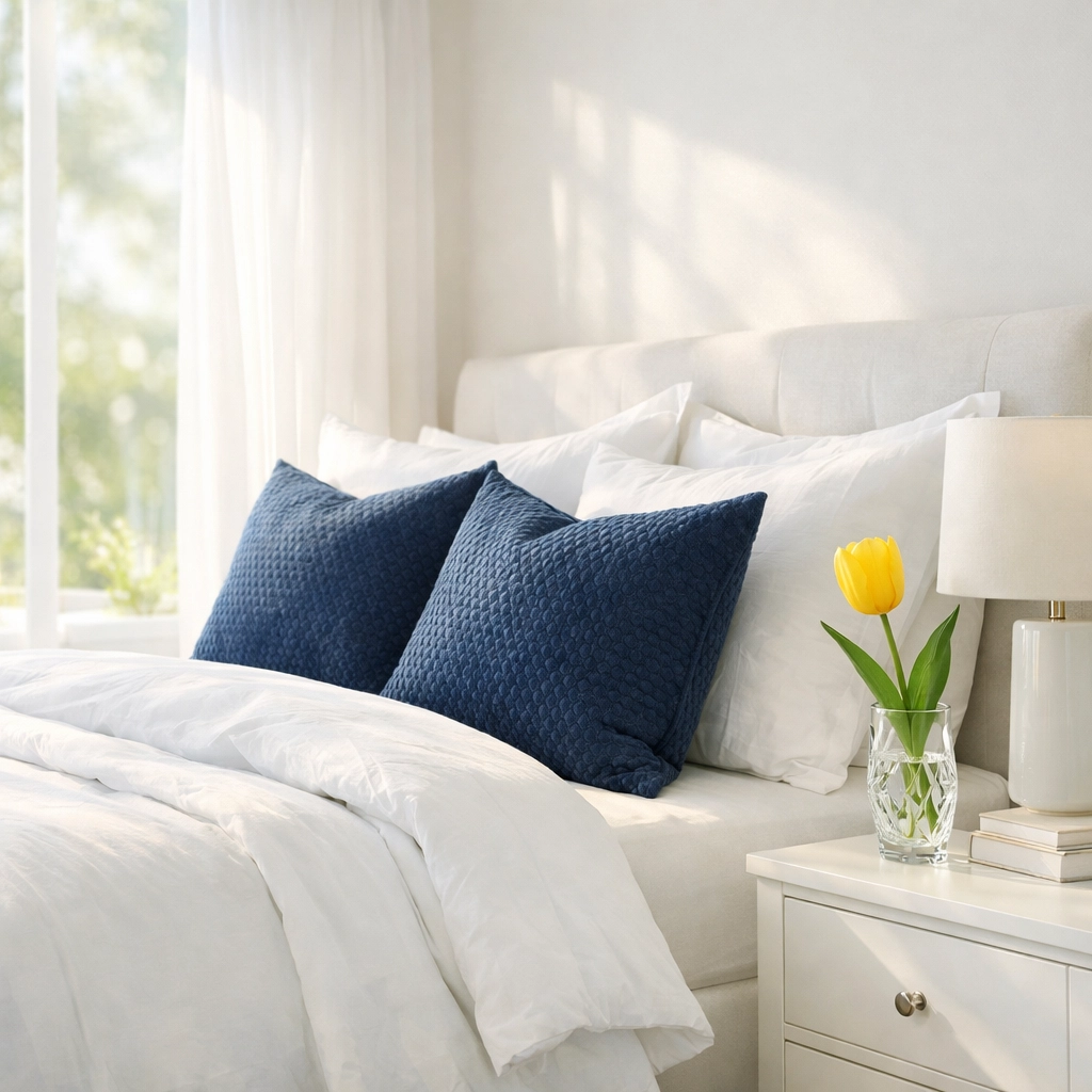 Pristine Lancaster MA bedroom sanctuary after professional house cleaning for a healthy living environment.