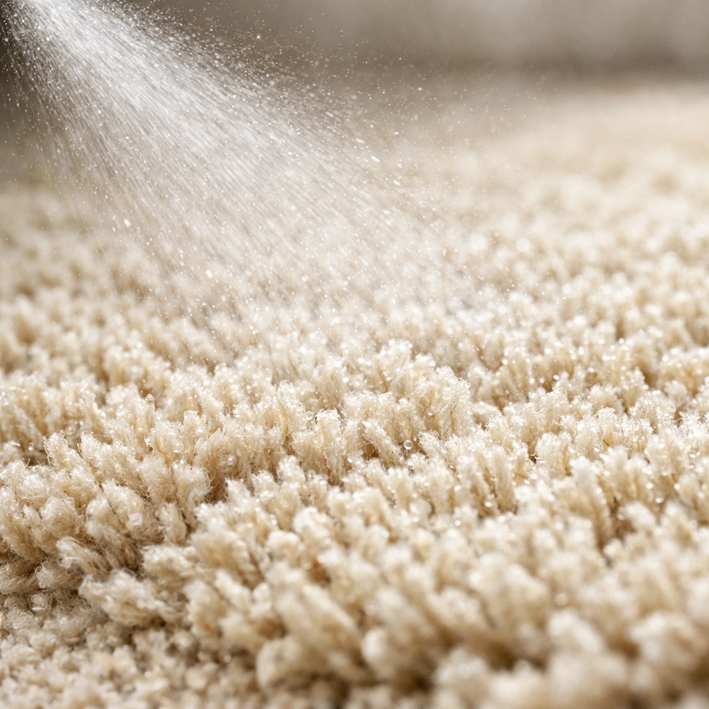 Technician performing low-moisture carpet cleaning in Tulsa with an oxygenated citrus solution