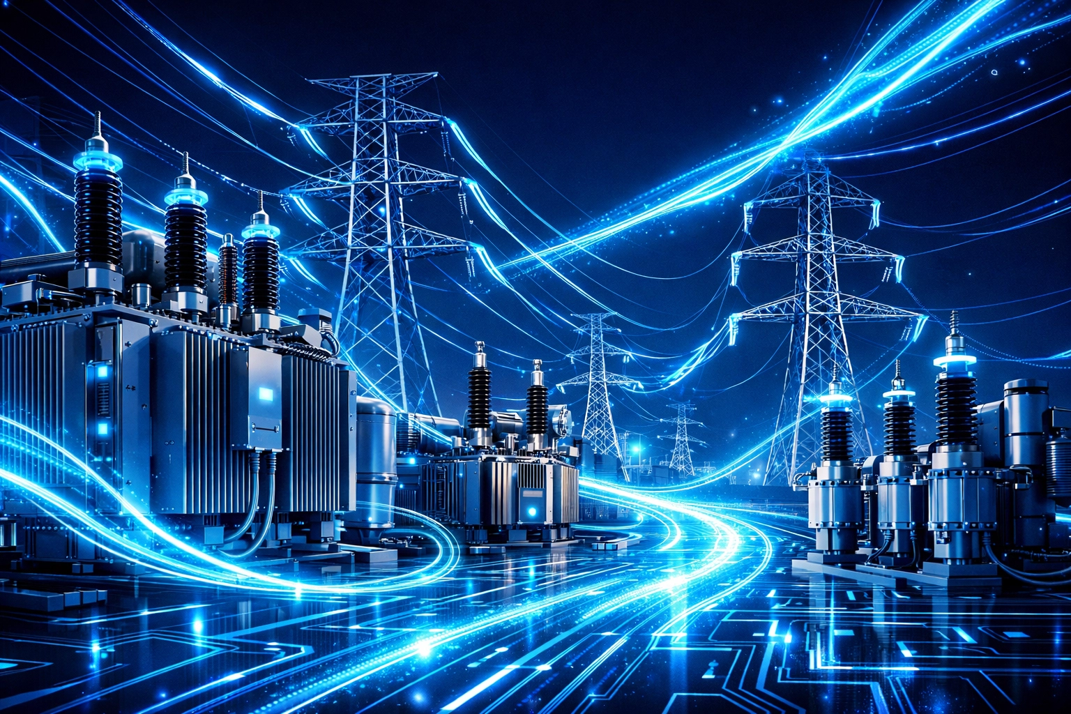 Modern power grid infrastructure illustrating the surge in demand for electrical and energy equipment.