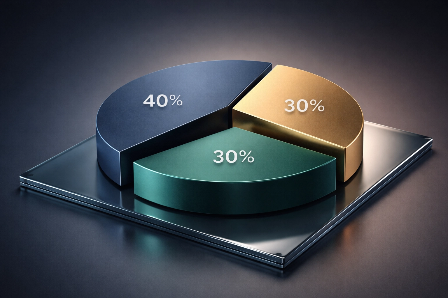 Visual representation of the 40/30/30 portfolio allocation model, illustrating balanced investment diversification.