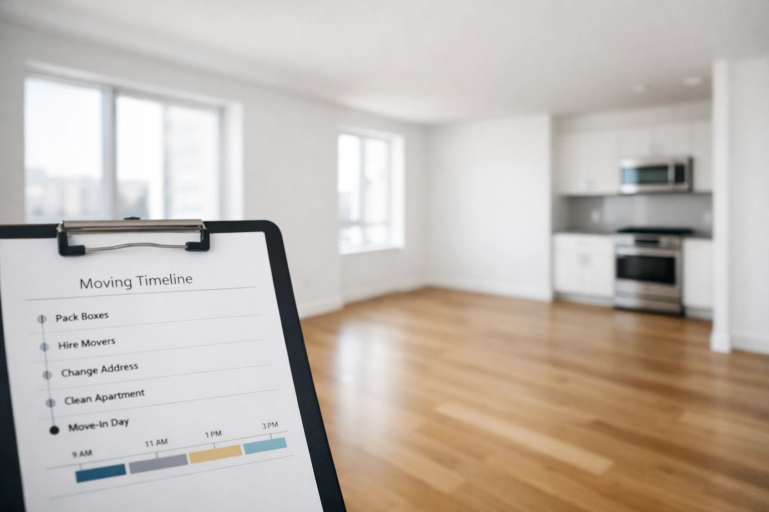 Empty apartment with turnover cleaning schedule showing proper timeline management