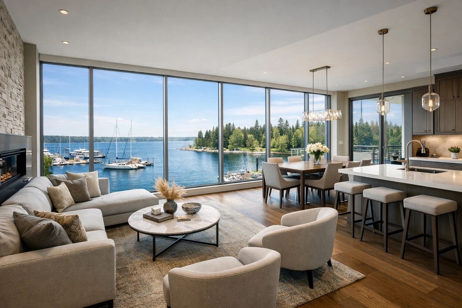 Интерьер элитного кондоминиума в Иннисфиле с видом на озеро Симко для инвесторов