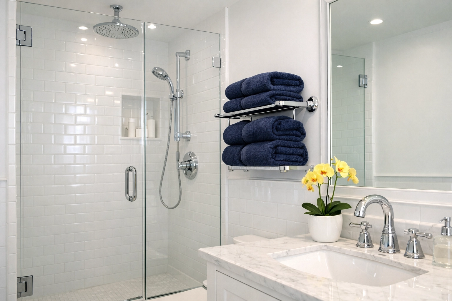 Sparkling clean bathroom with sanitized glass shower after move-in/move-out cleaning Lowell.