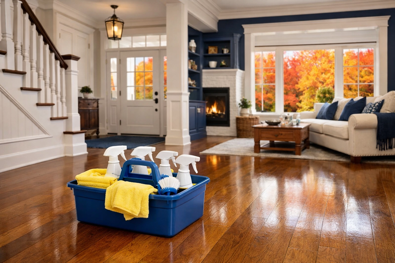 A polished Groton home entryway prepared for winter with expert deep cleaning Groton MA.