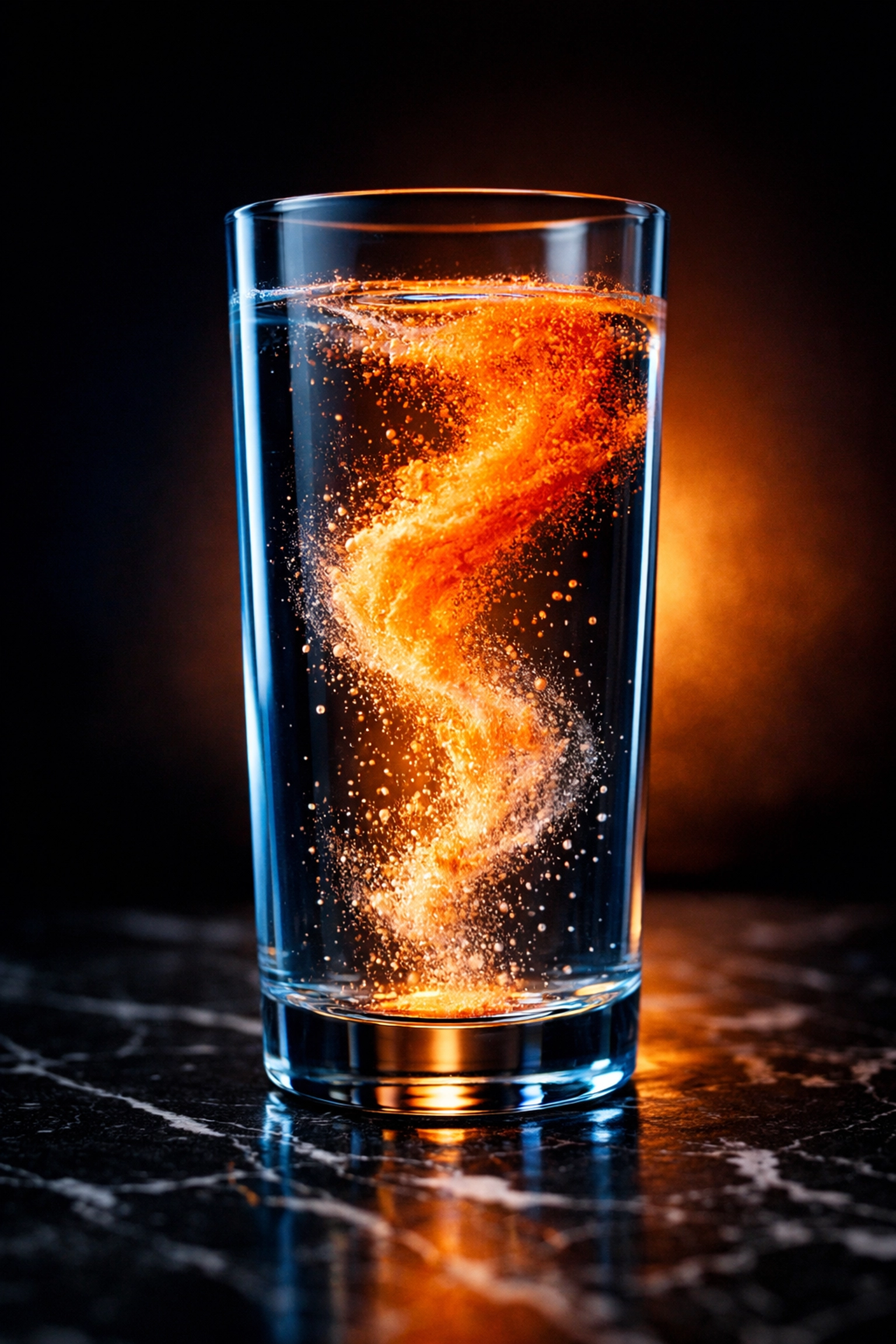 Custom electrolyte powder dissolving in water, highlighting science-backed formulation and private label quality.