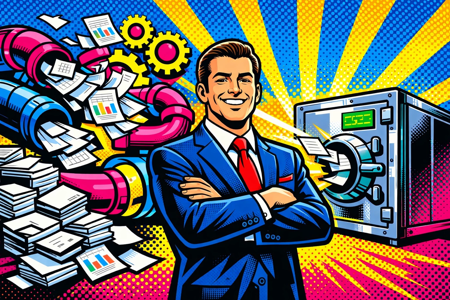 Business owner using workflow automation for small business to replace manual paperwork with a digital vault.