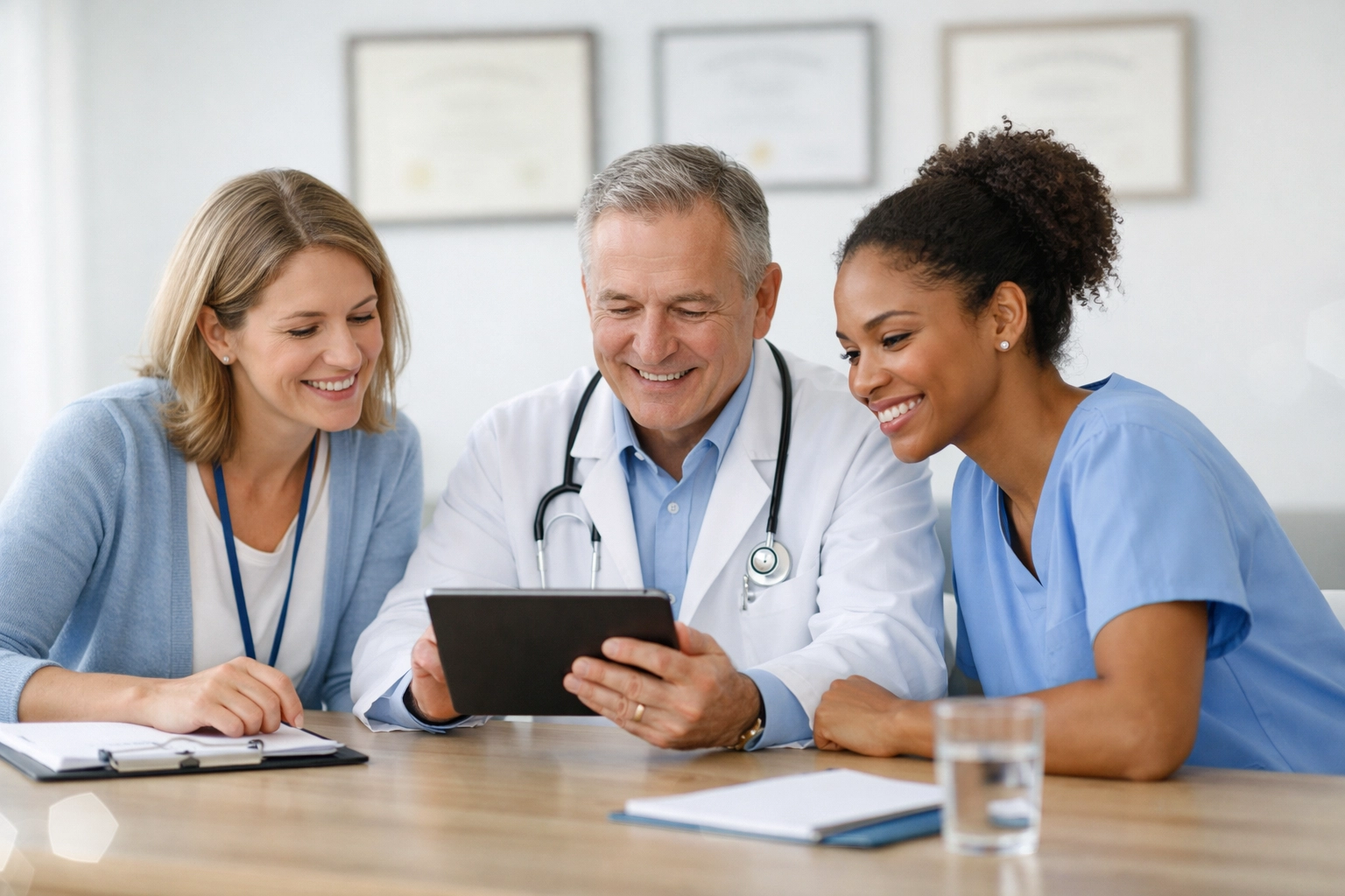 A team of addiction treatment professionals collaborating to demonstrate clinical expertise and credibility.