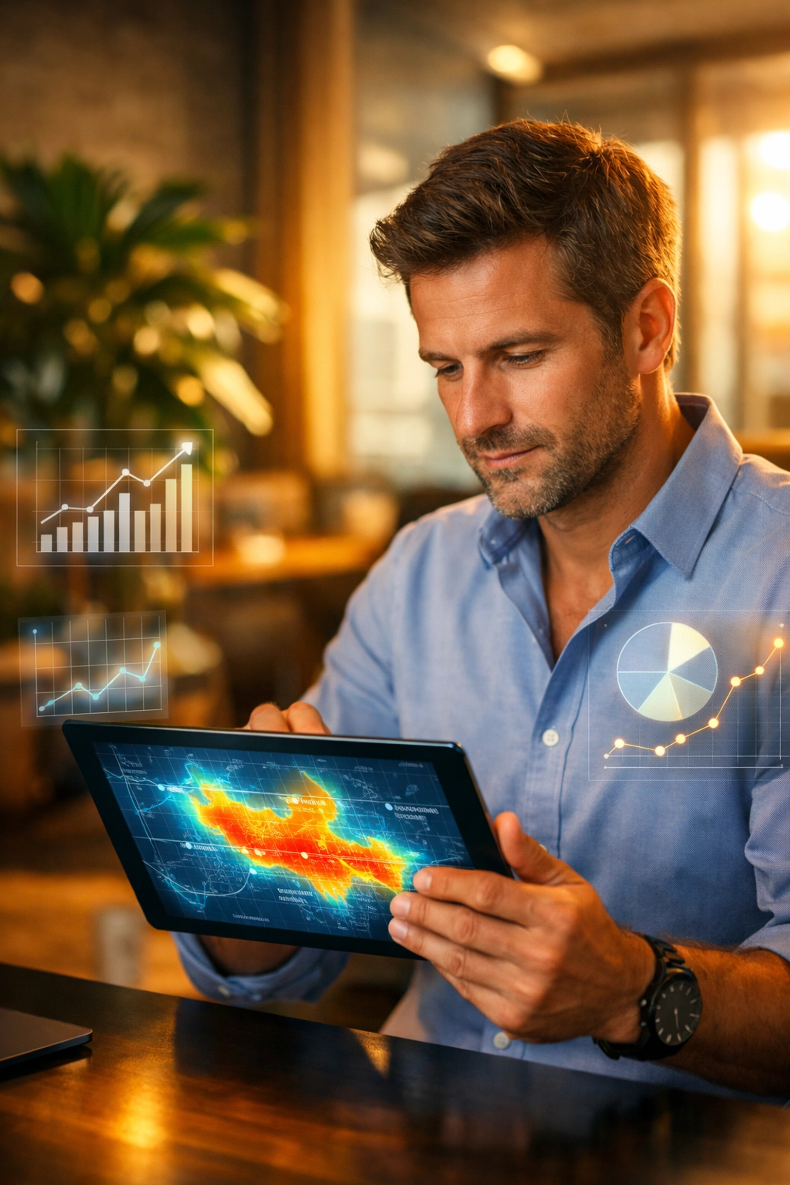AI-certified Phoenix realtor using data analytics and market heat maps to optimize home sales strategy.