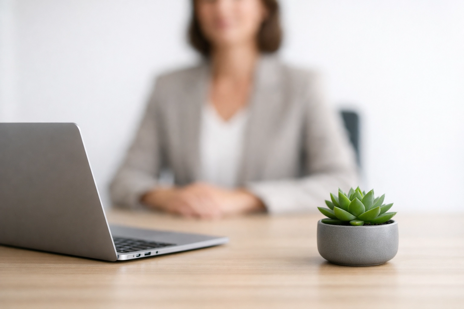 Streamlined professional tax office workspace showing a laptop and organized workflow setup.