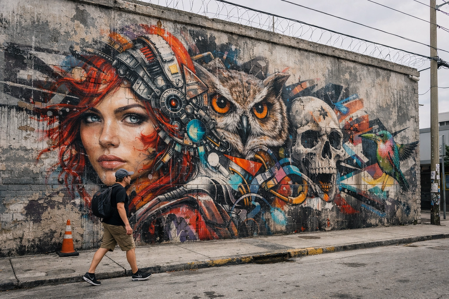 Large street art mural in Wynwood Art District, perfect for Wynwood photography and exploring Miami art.