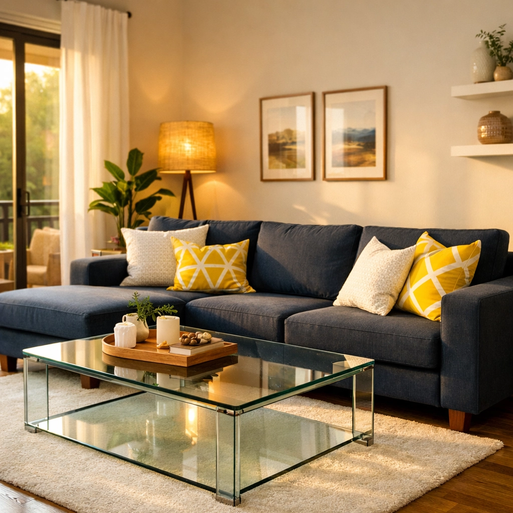 A pristine living room after residential cleaning, perfect for those seeking weekly house cleaning in Westford.