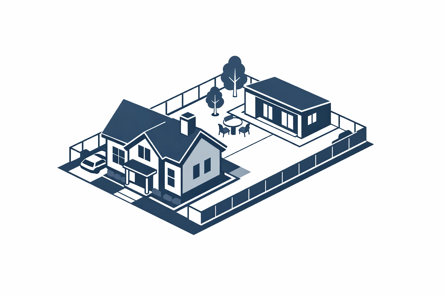 Minimalist house and ADU illustration representing smart Portland Oregon real estate investing strategies.