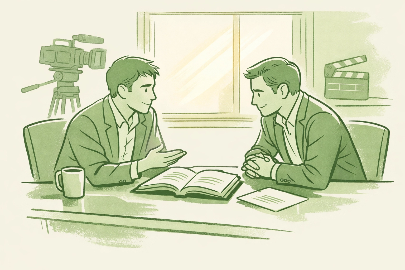 Film producers discussing LGBTQ+ romance books for movie adaptation