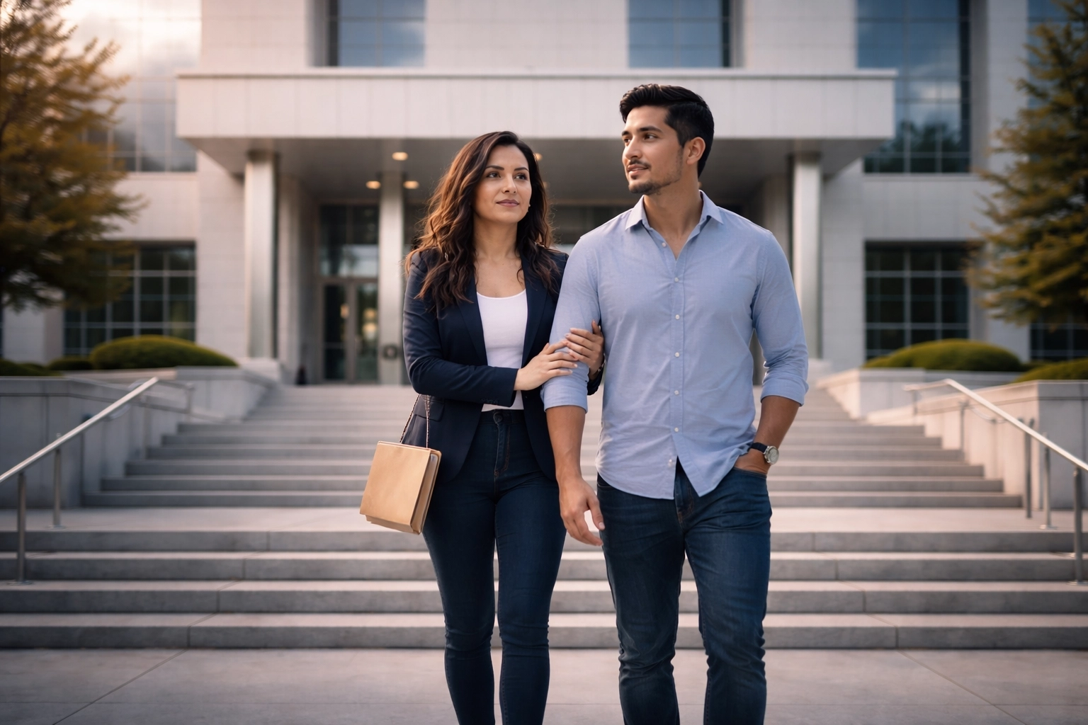 Texas courthouse building entrance where parents file for child support modification in 2025