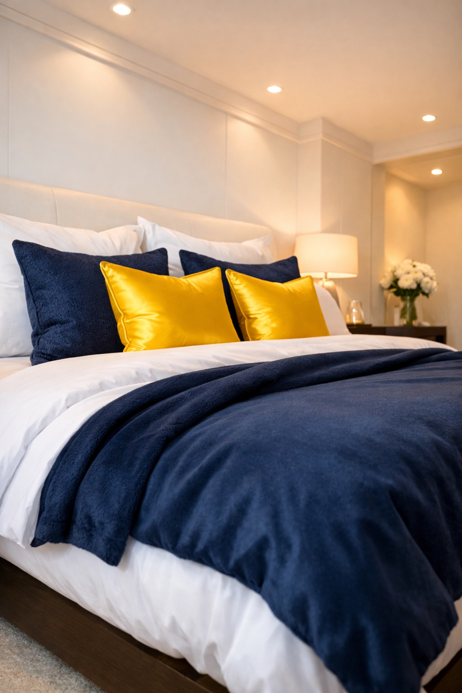 Clean and sanitized luxury bed in a modern room highlighting the results of mattress maintenance.