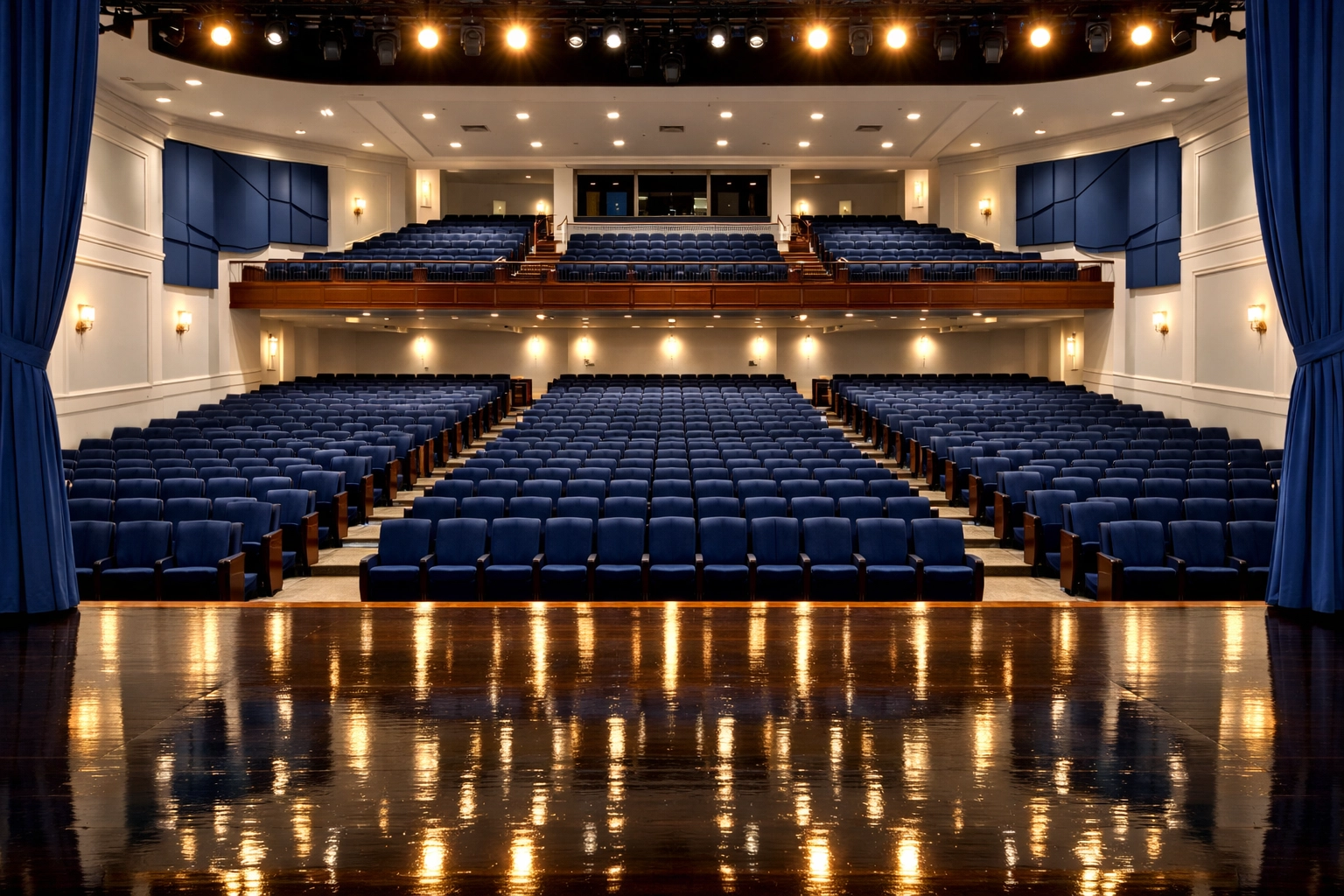 Polished and dust-free school auditorium in Andover ready for prestigious community events.