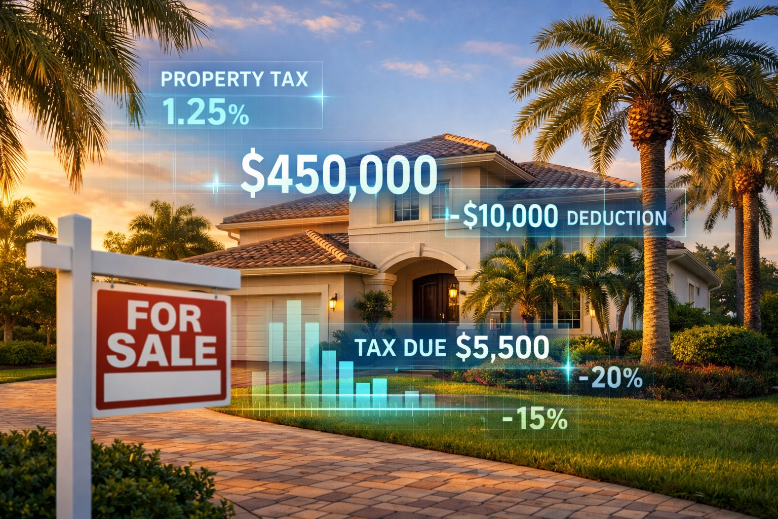 Casa en Florida con palmeras mostrando deducciones de impuestos de propiedad SALT