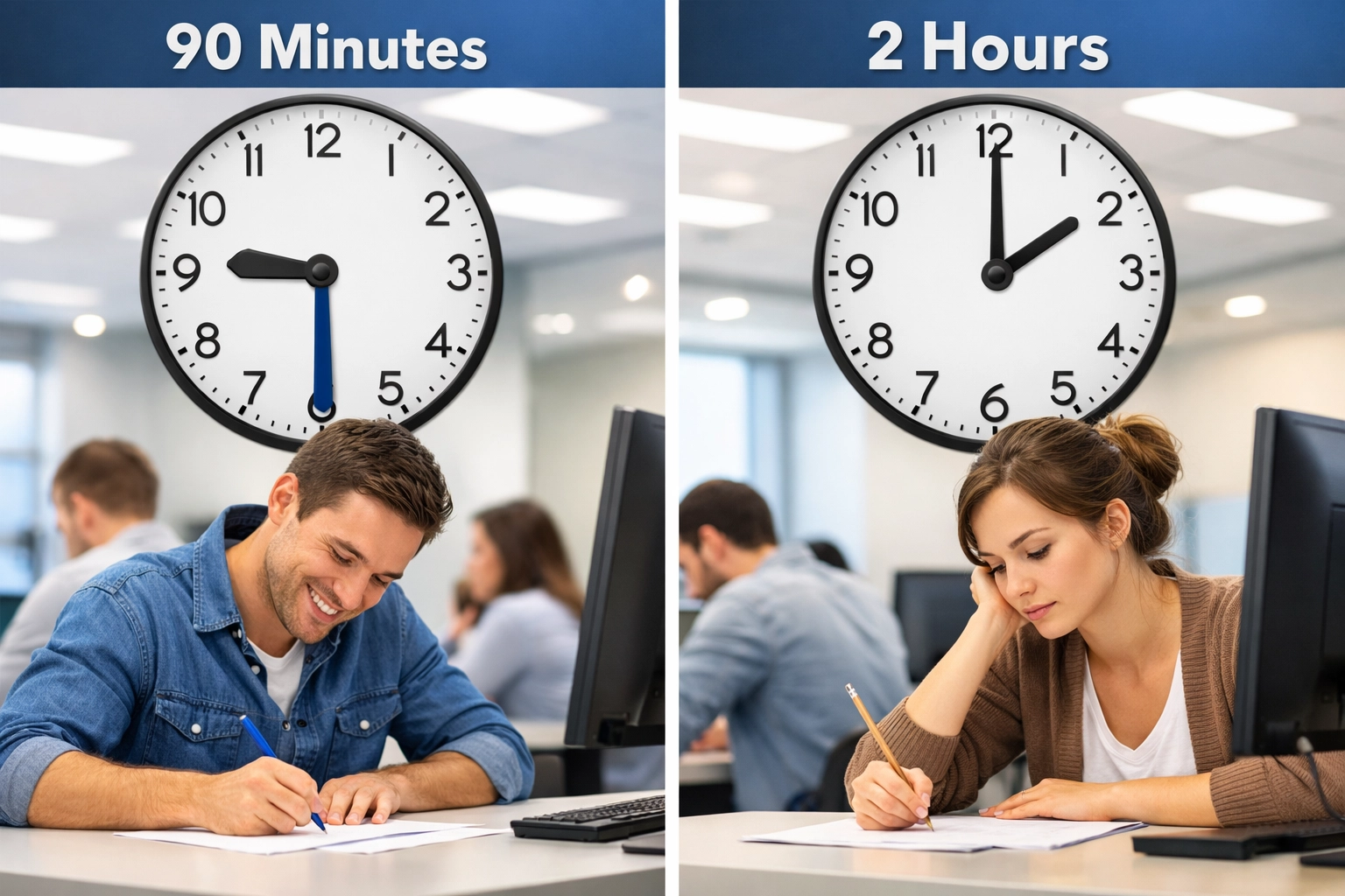 Comparison of CLEP 90-minute exam versus DSST 2-hour testing time