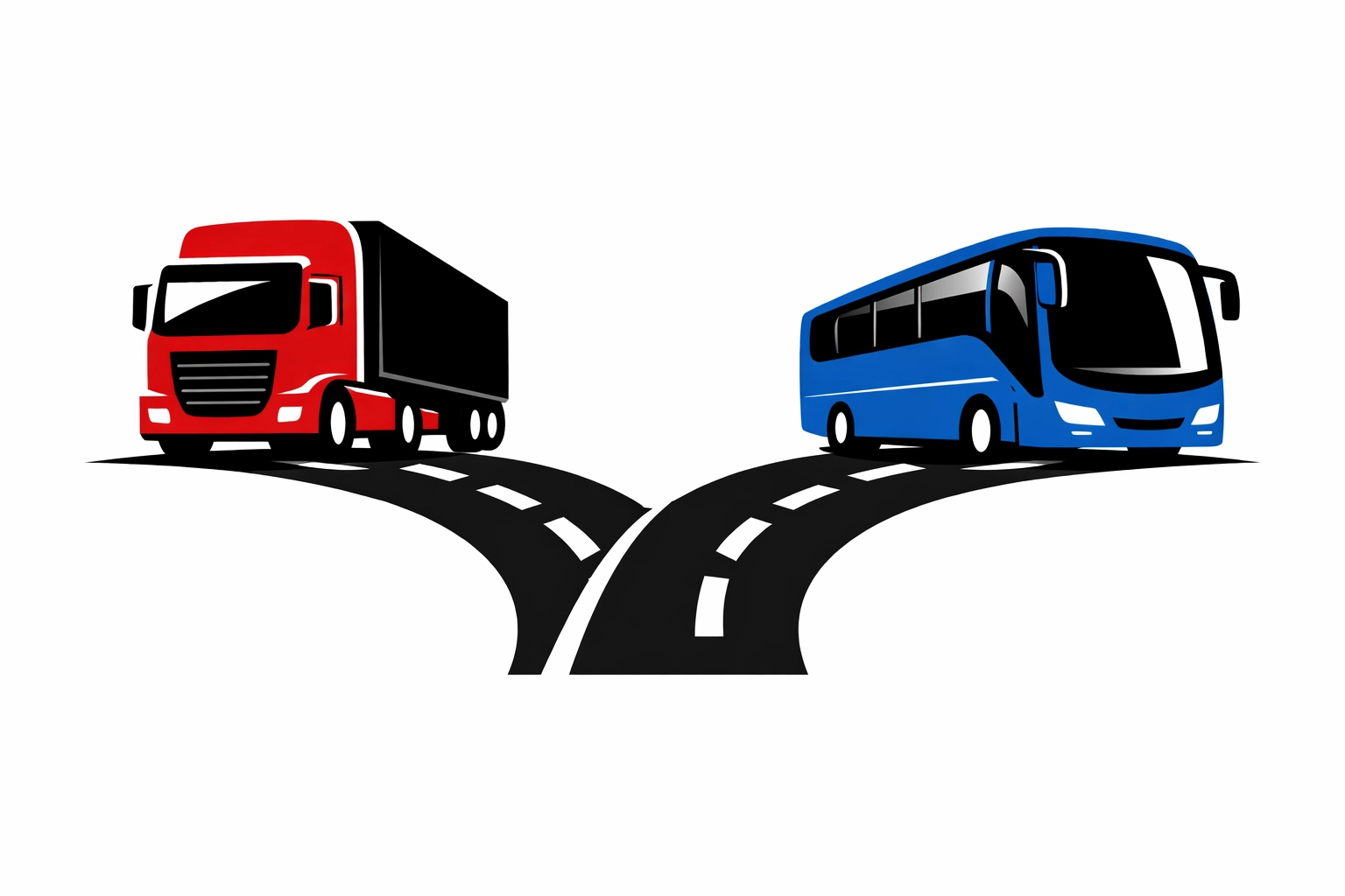 Road Haulage HGV truck and Passenger Transport bus representing two CPC qualification paths