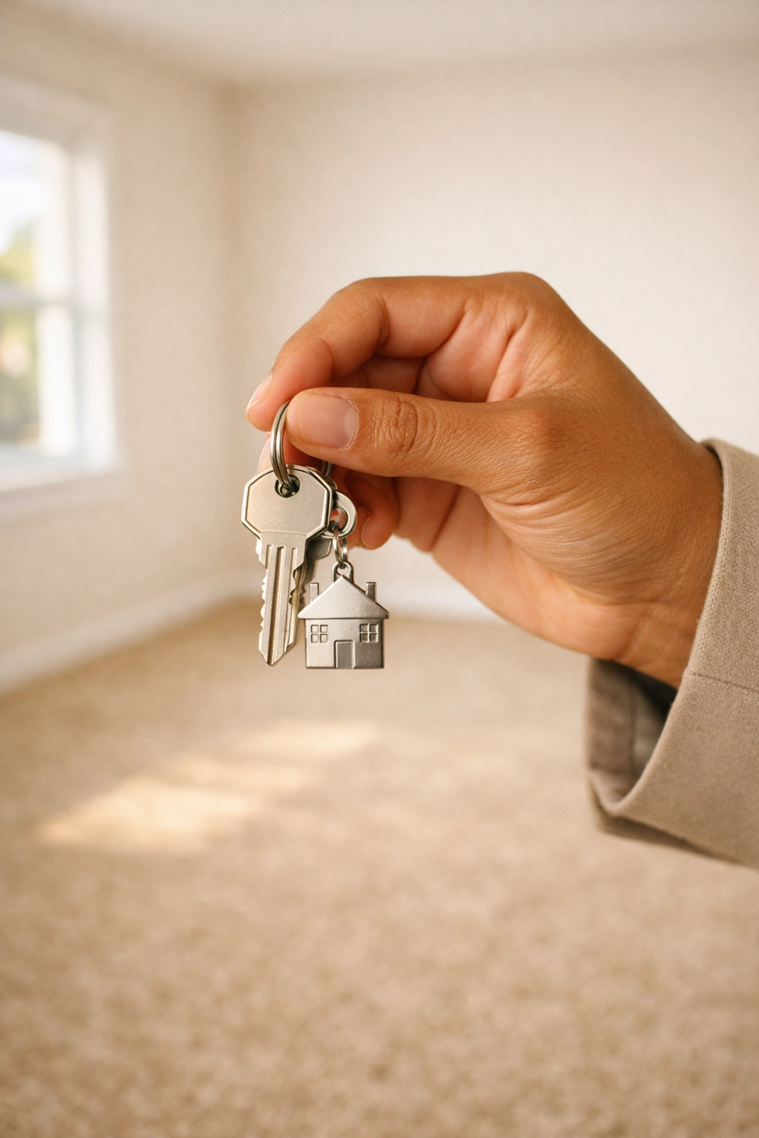 Handing over keys to a perfectly clean Orlando rental following professional move out cleaning.