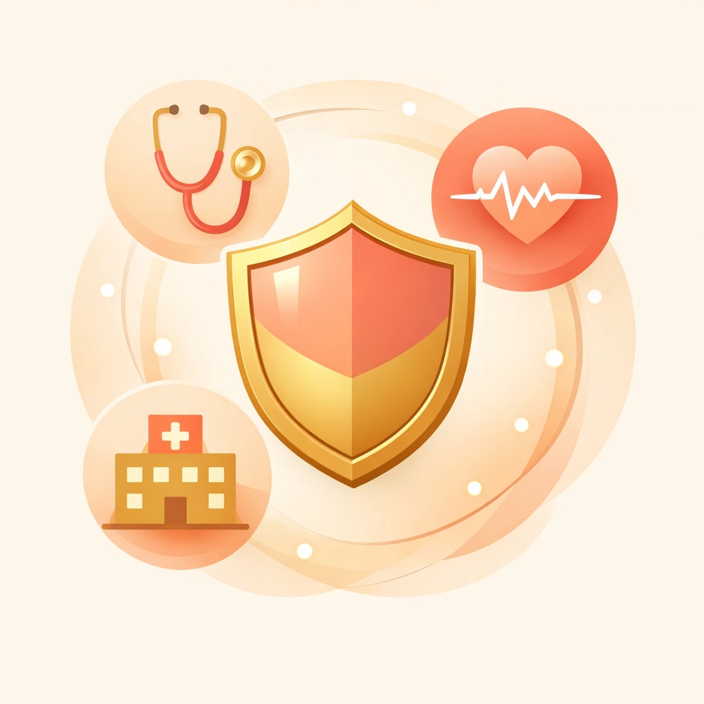 Insurance coverage protection for New Jersey surrogates illustrated with healthcare symbols