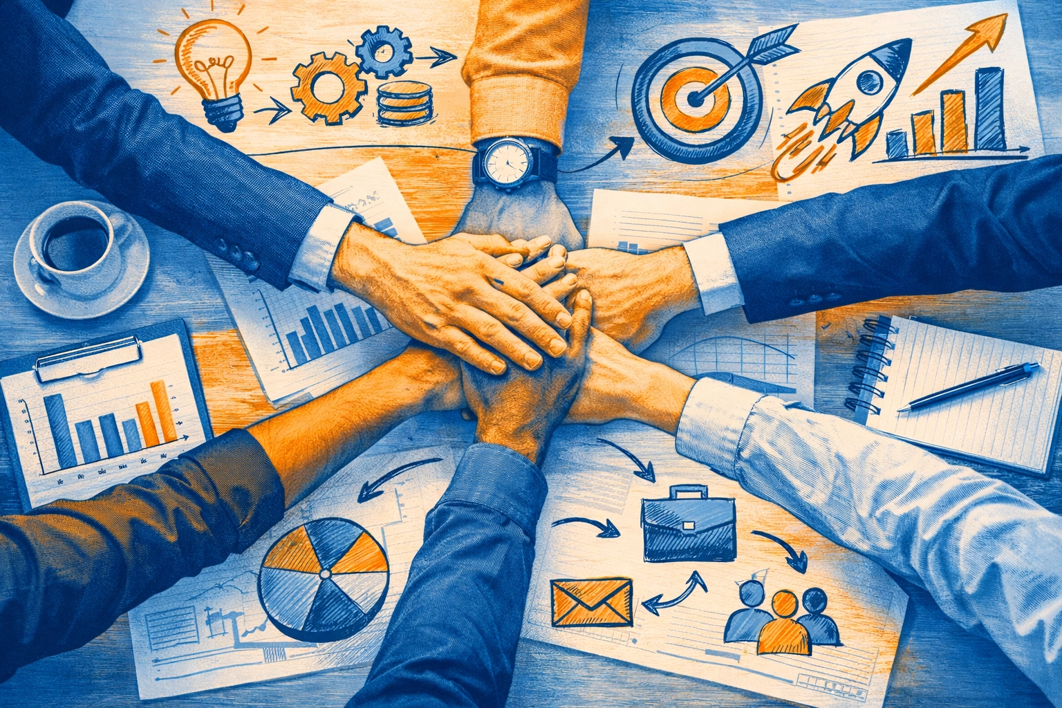 Team collaboration on M&A cultural integration planning and strategy execution