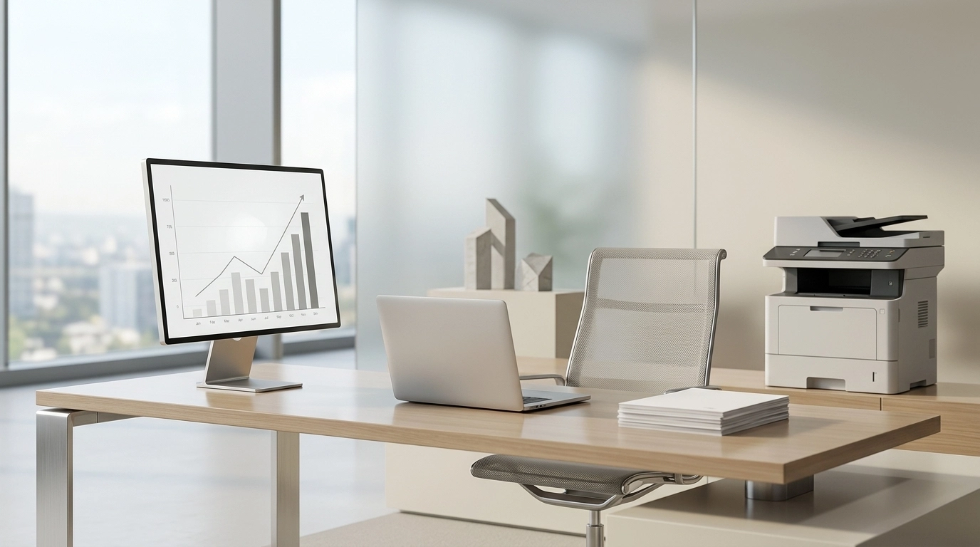 Section 179 equipment expensing illustrated with a clean, elegant business investment scene.