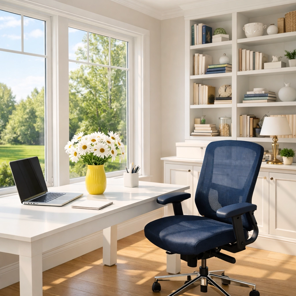 A dust-free and organized home office in Westford after a thorough residential deep cleaning service.