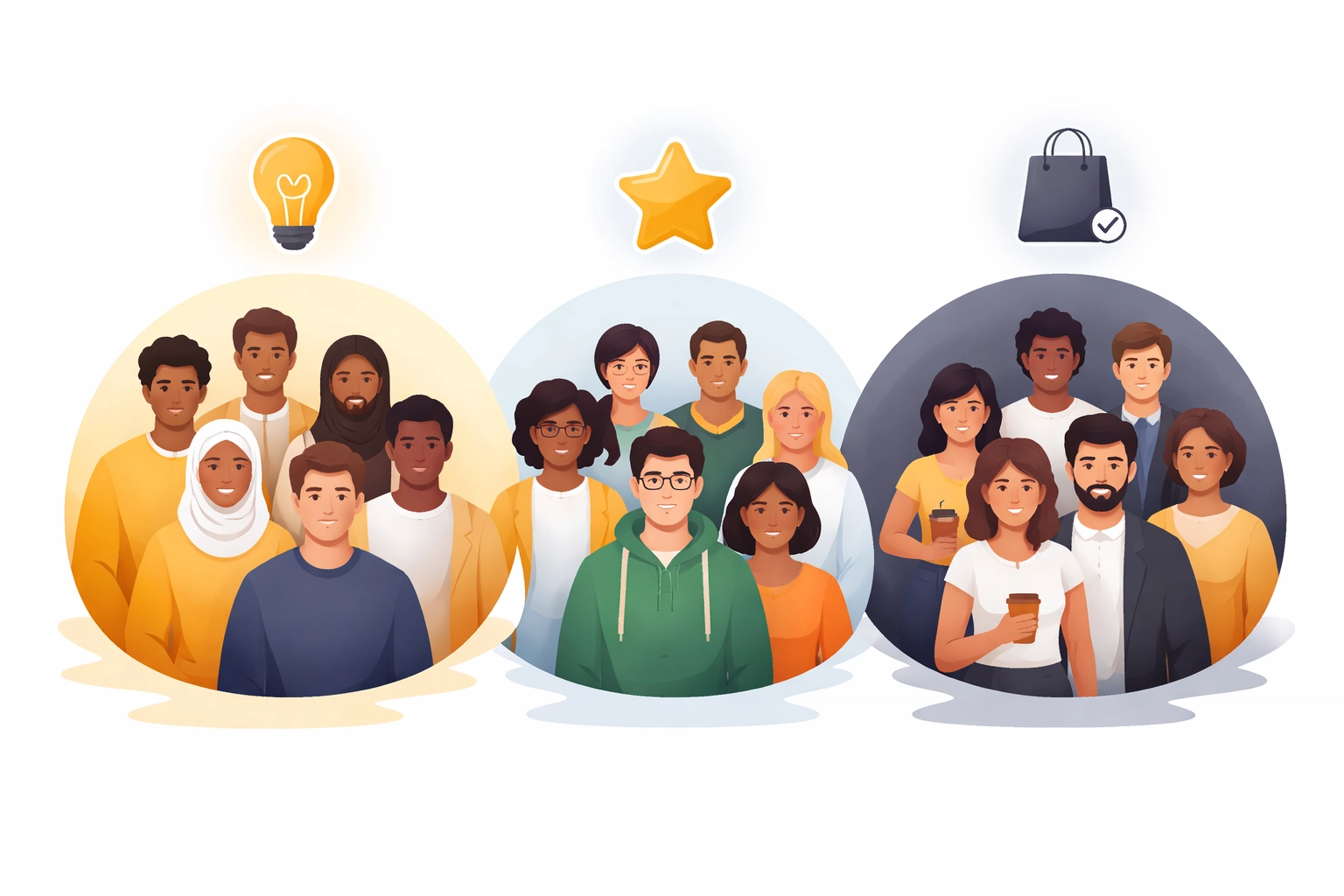 Illustration of segmented webinar audiences for personalized sales platform engagement strategies