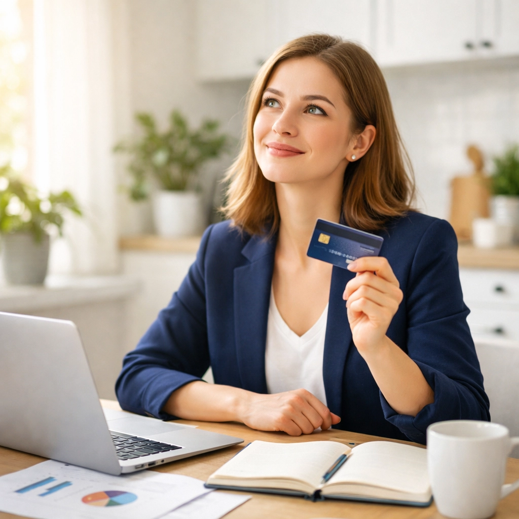 Young professional planning credit building journey with laptop and financial documents in Texas