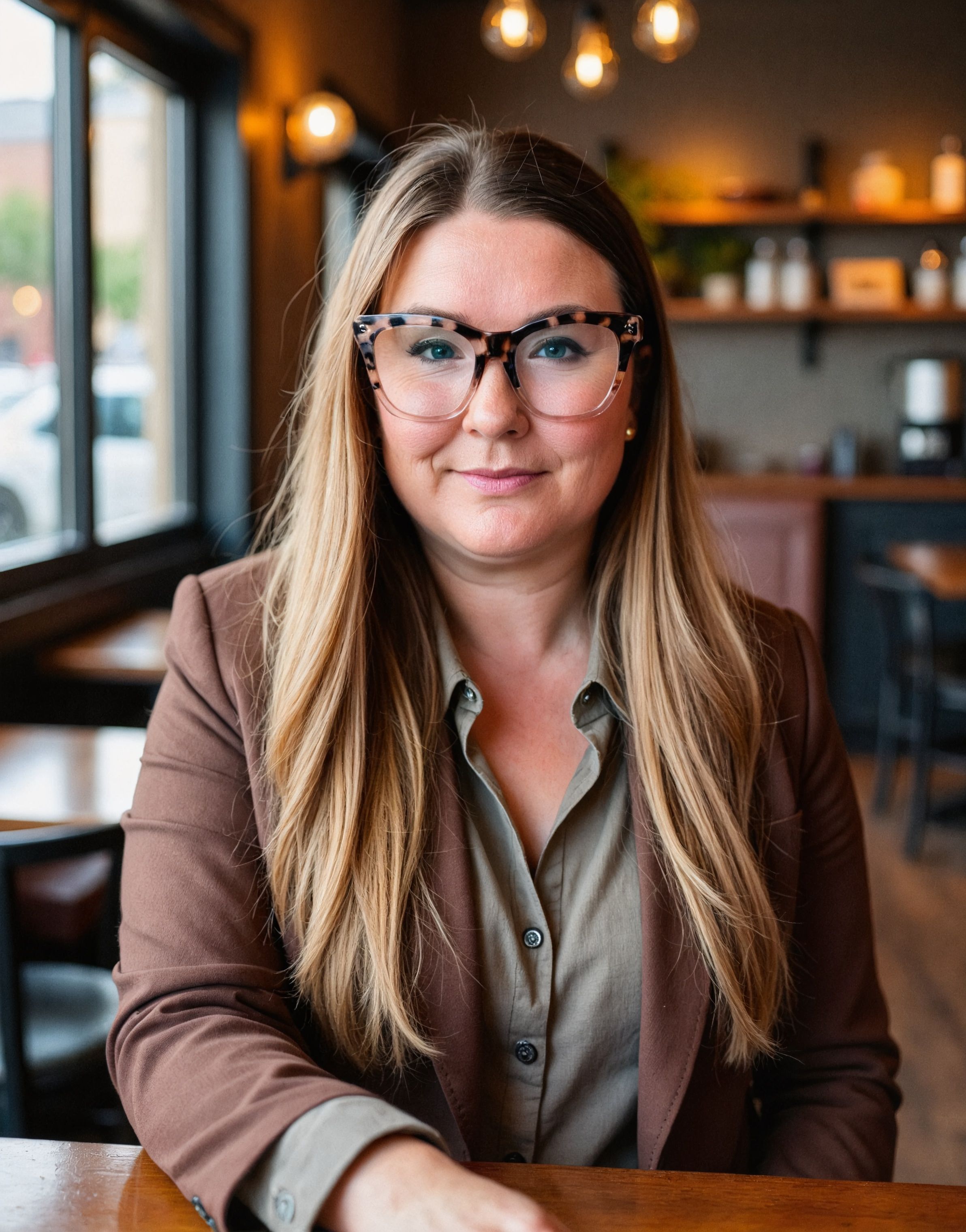 Confident Woman Entrepreneur in Stylish Café