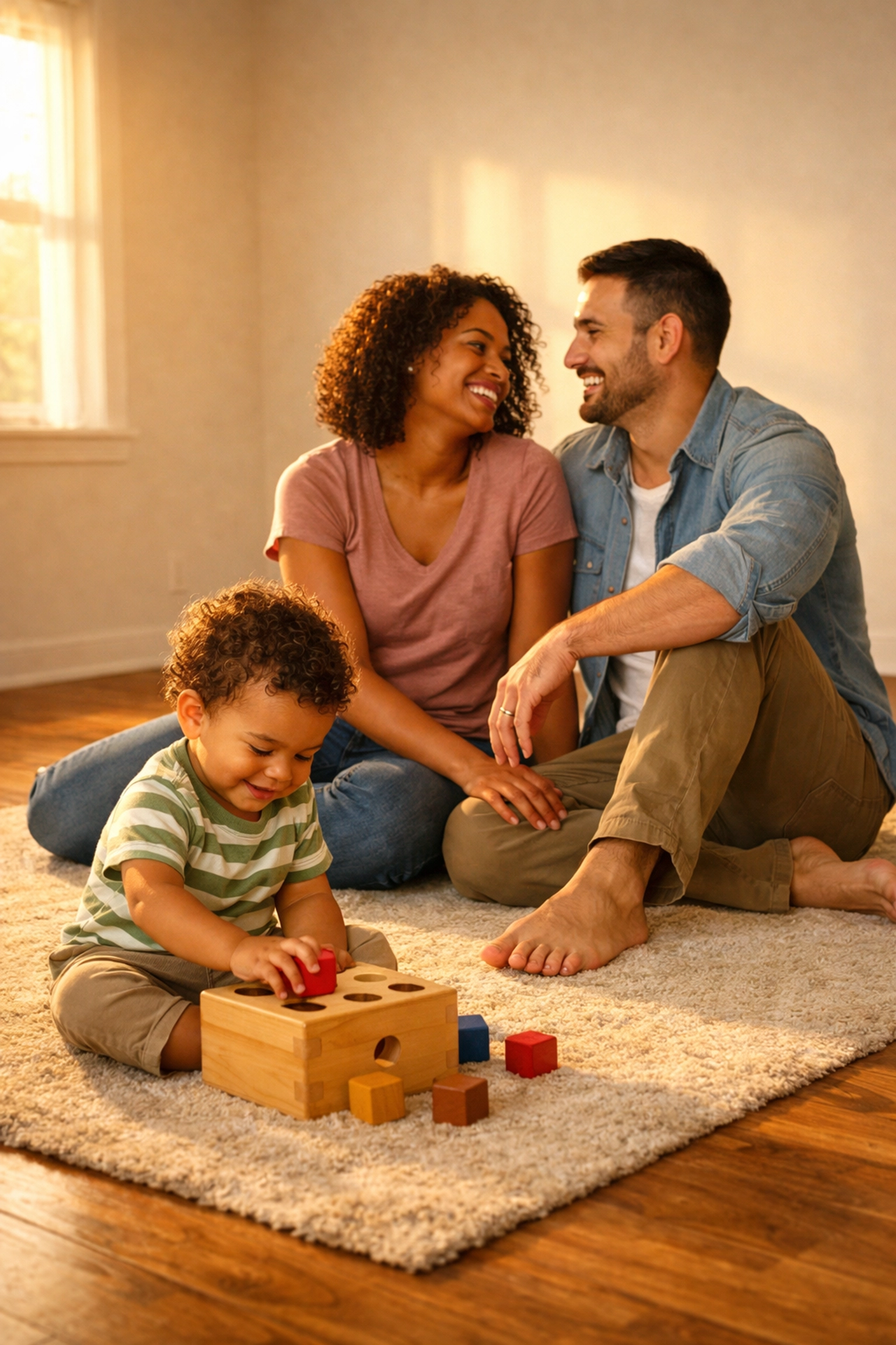 Happy family in a clean Orlando home after nurse-led move in cleaning services.
