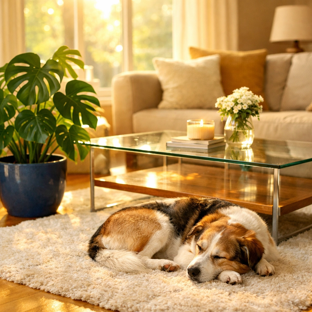 Sunlit living room showing safe eco-friendly house cleaning in Leominster MA.