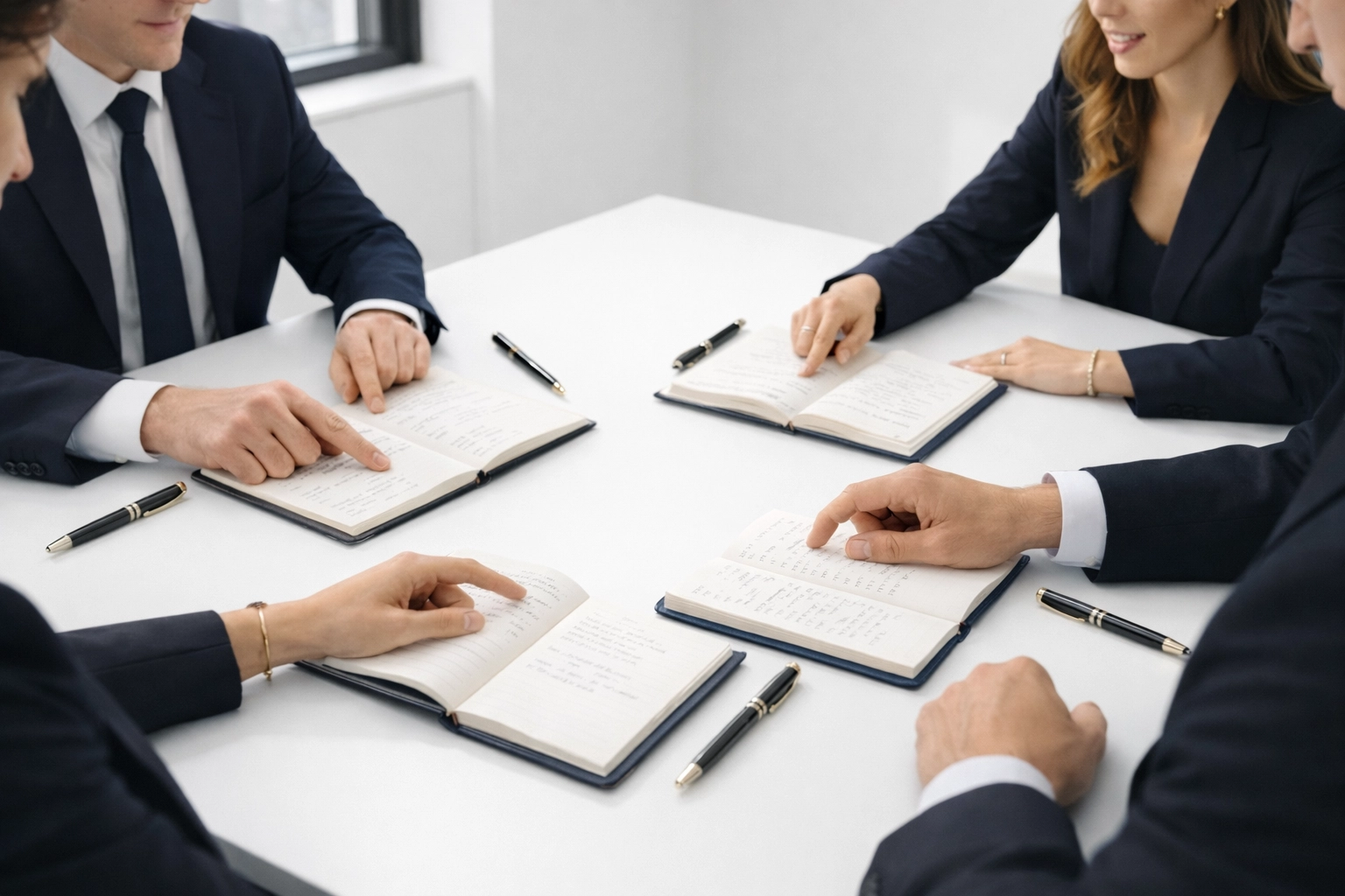 Minimalist executive desk with journal representing biblical leadership clarity and focused decision-making Minimalist executive desk with journal representing biblical leadership clarity and focused decision-making