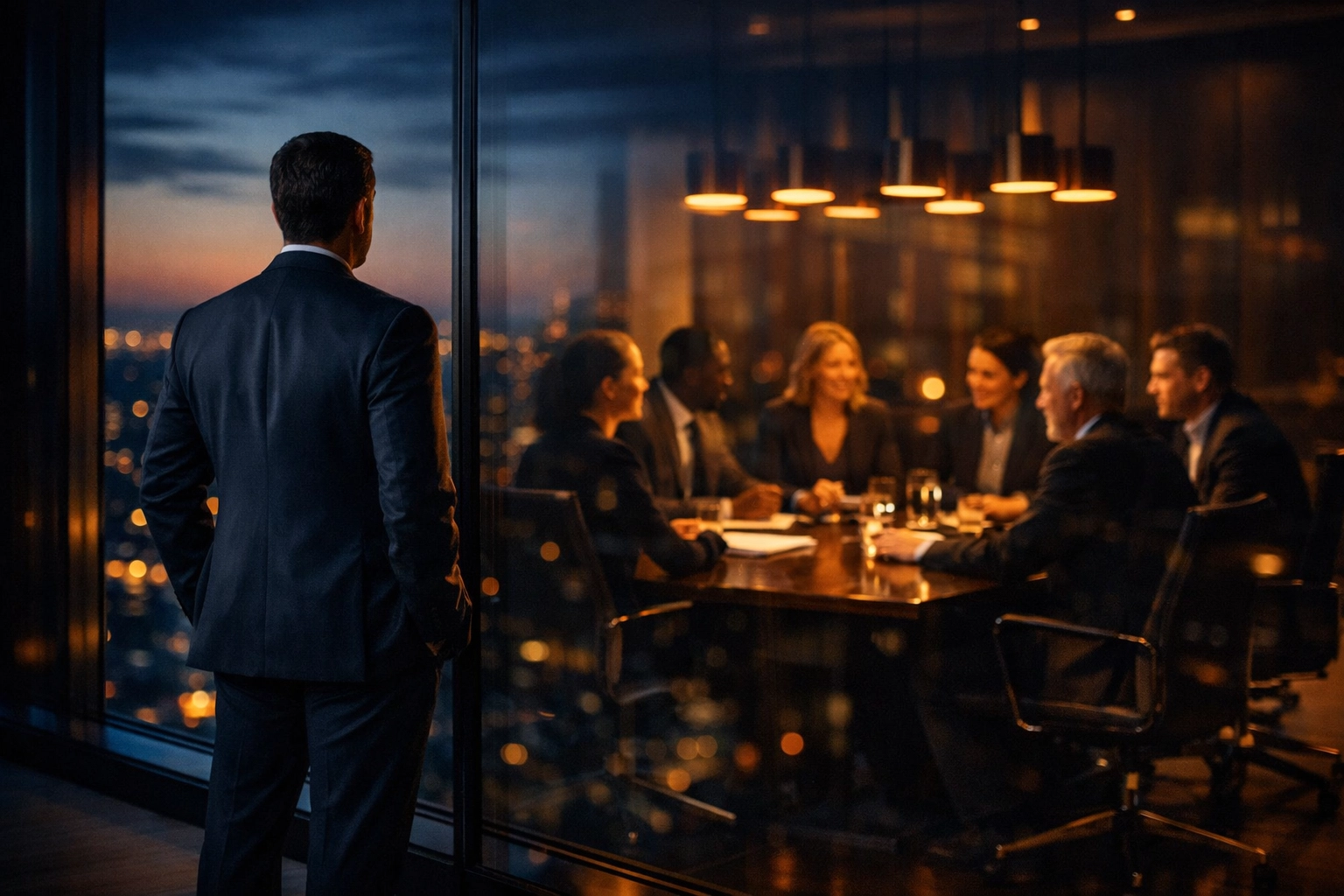 Professional leader observing team reflection to assess leadership alignment and emotional intelligence.