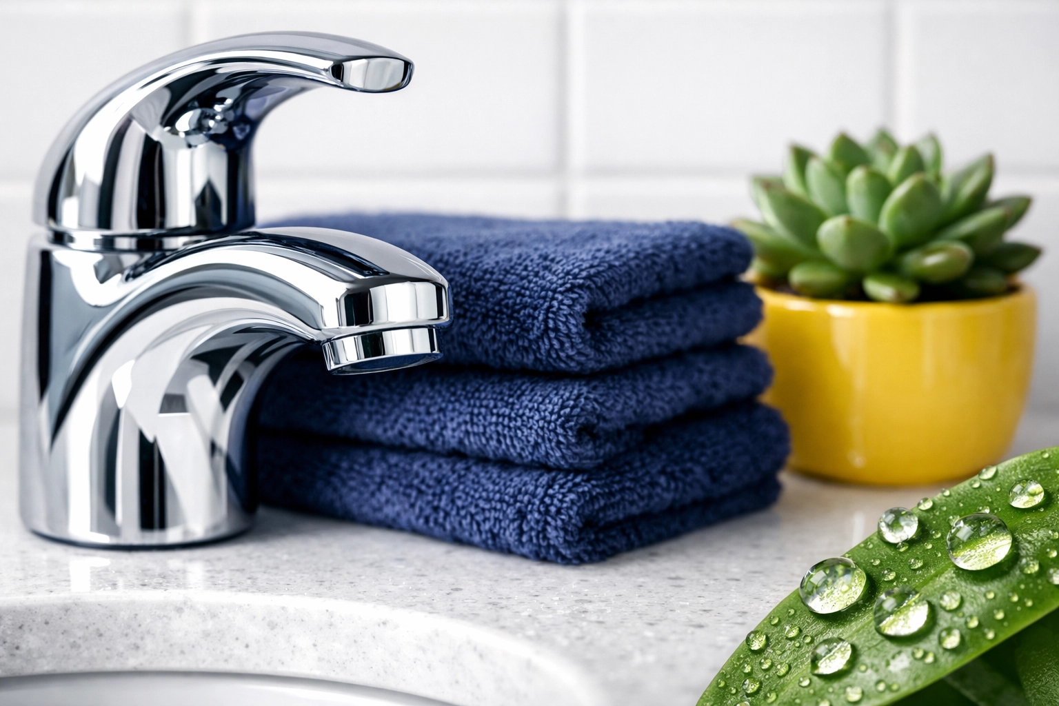 Sparkling polished bathroom vanity after weekly house cleaning in Leominster MA.