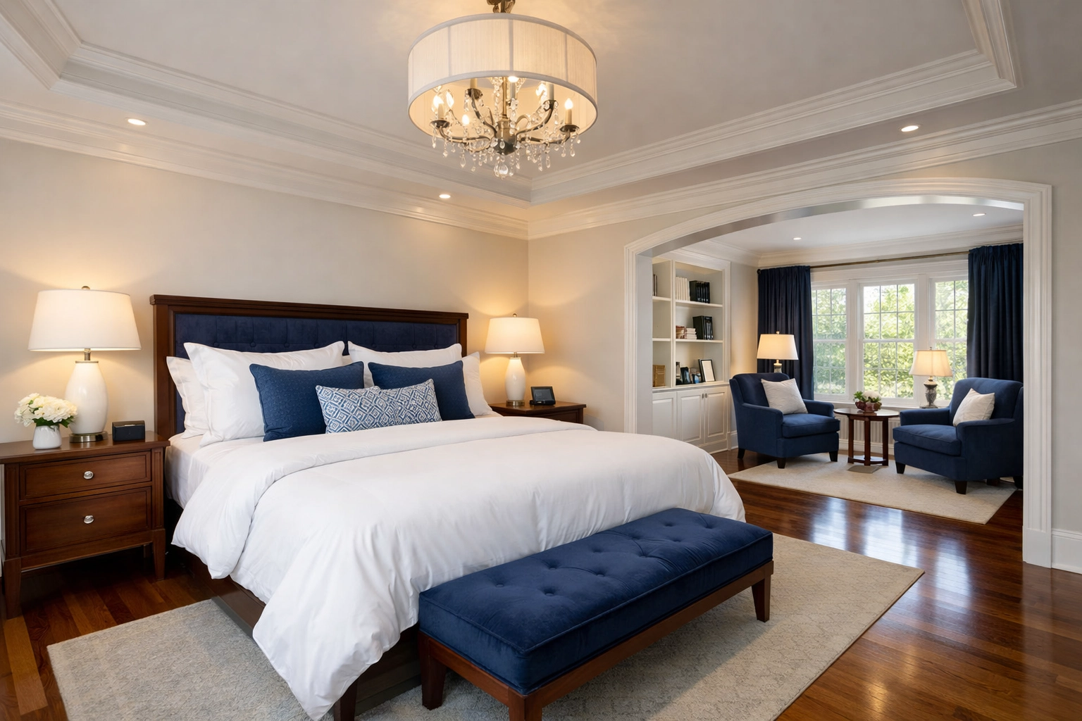 Stress-free Lexington master bedroom suite kept immaculate through recurring weekly house cleaning services.