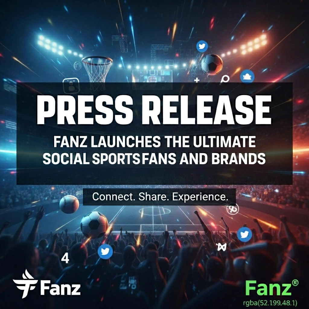 Press Release: Fanz® Social Platform for Sports Fans and Brands — Hero Image | Fanz.us Fanz.us press release — social platform launch hero image for sports fans and brands