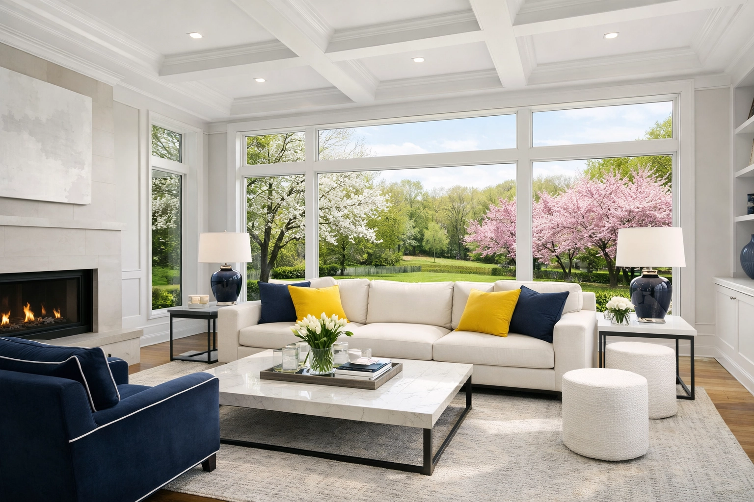 Fresh and allergen-free living room in a Lunenburg home after a professional deep clean.