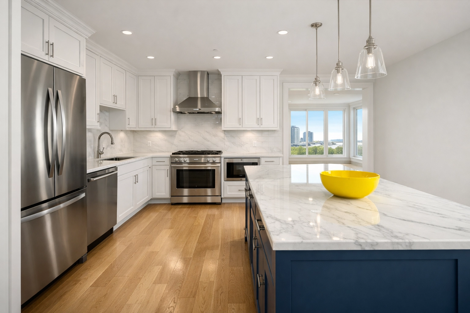 Spotless Boston apartment kitchen showcasing the results of a move-out cleaning guide for renters.