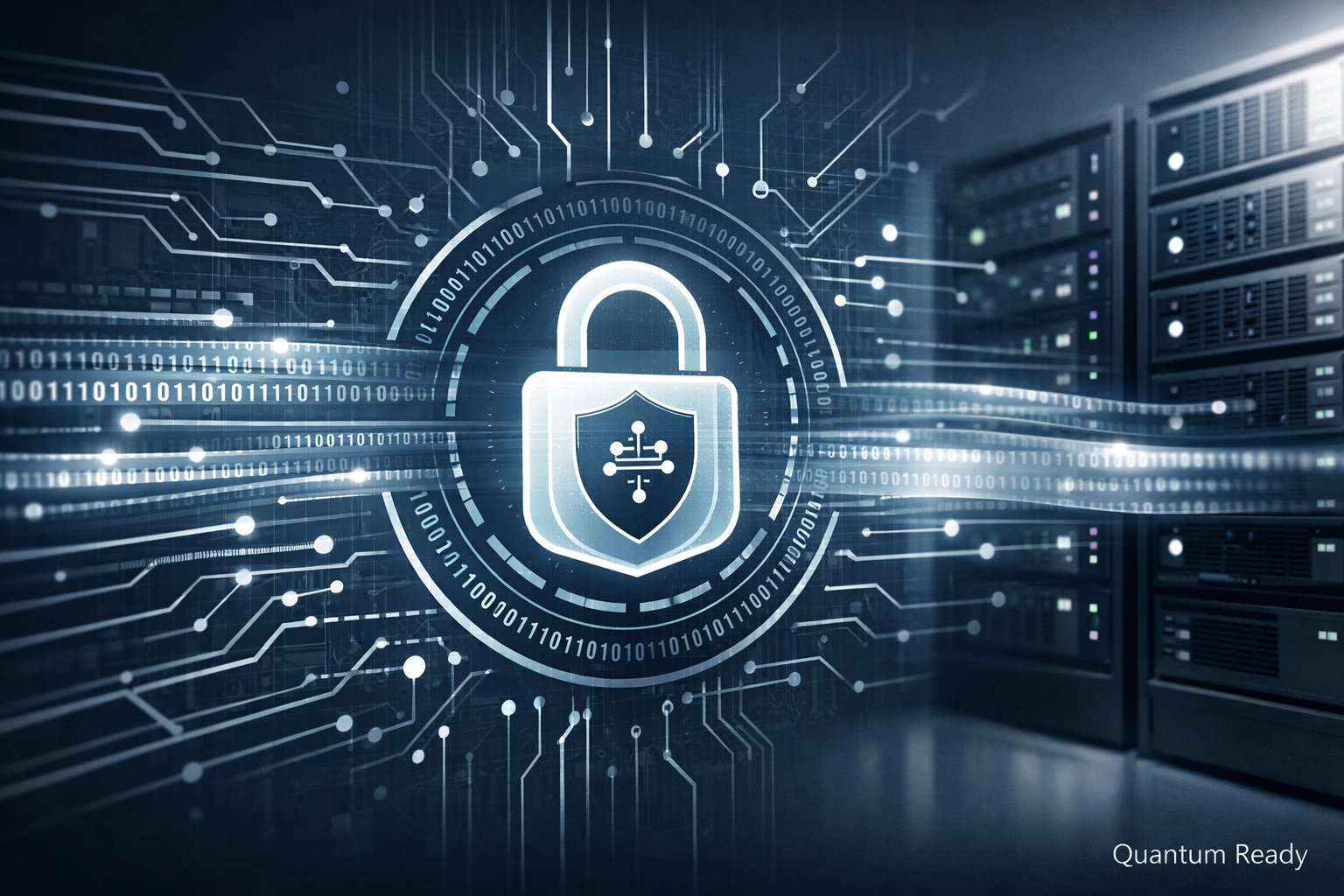 Realistic quantum-resistant encryption visual for bespoke software security.