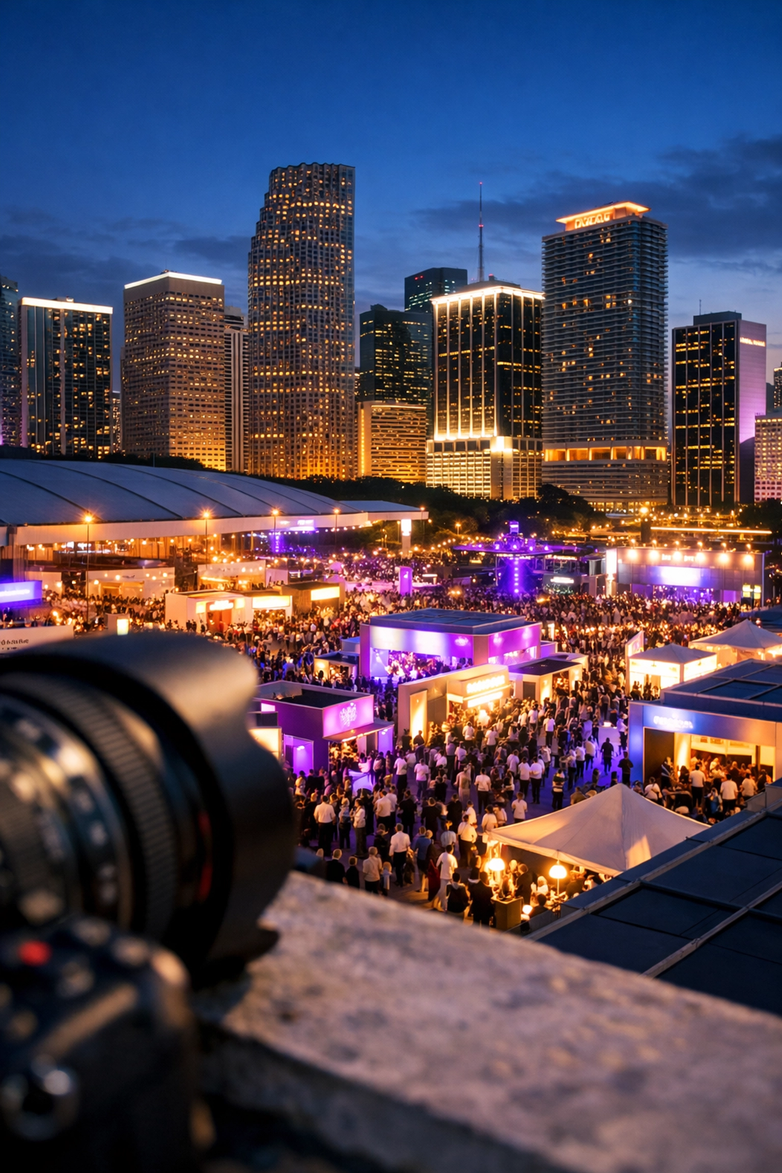 Large-scale Miami trade show captured by a professional photographer from a Downtown rooftop.
