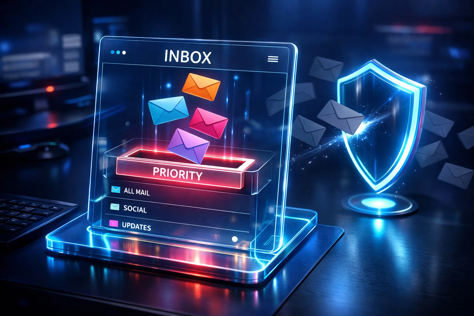 Digital dashboard sorting emails into a priority folder to boost deliverability and engagement.