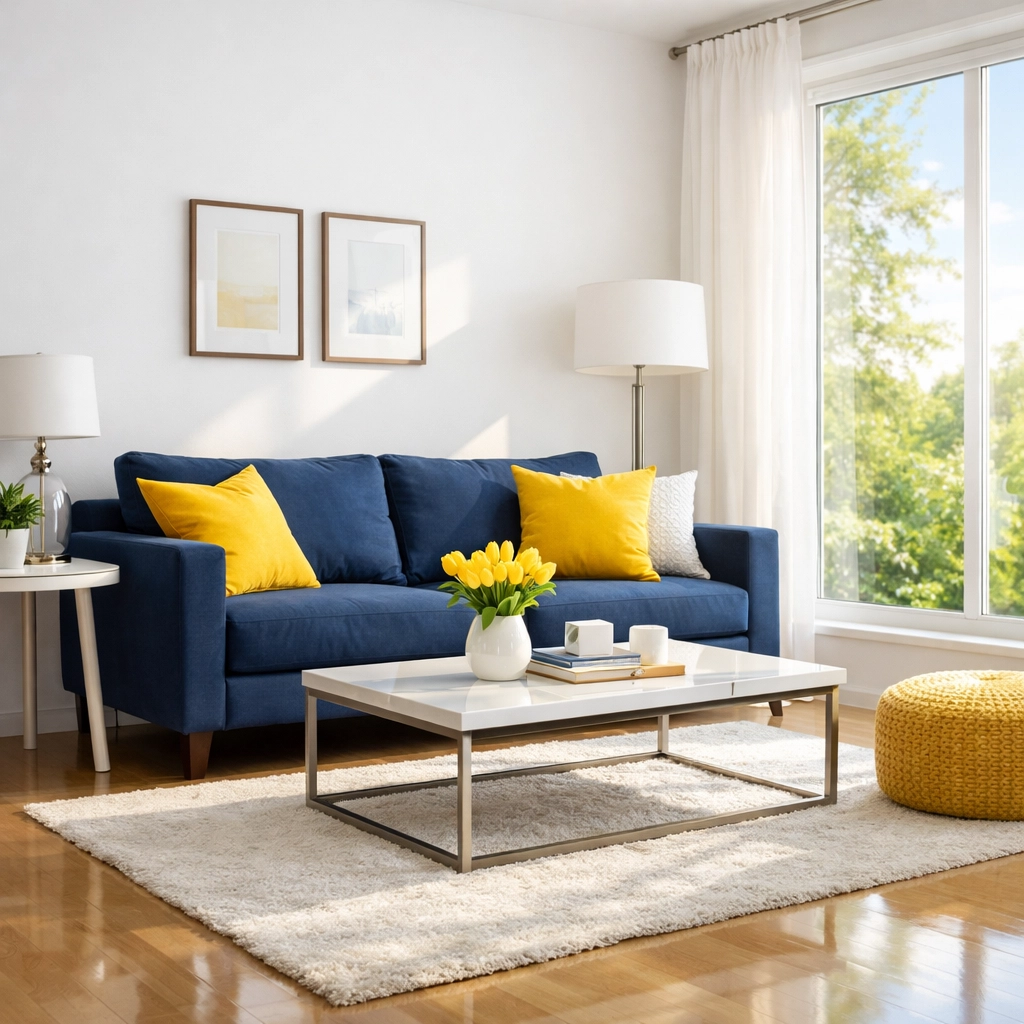 Clean Leominster apartment living room showing the results of professional residential cleaning.