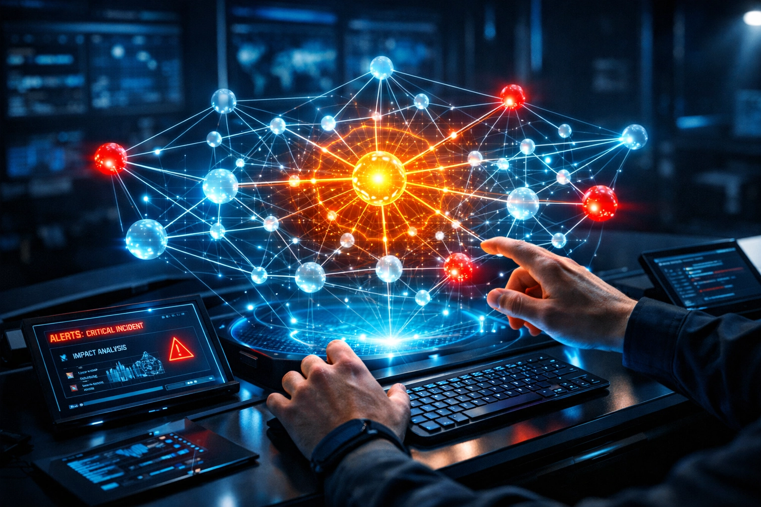 ServiceNow Service Mapping visualization showing service dependencies and incident blast radius