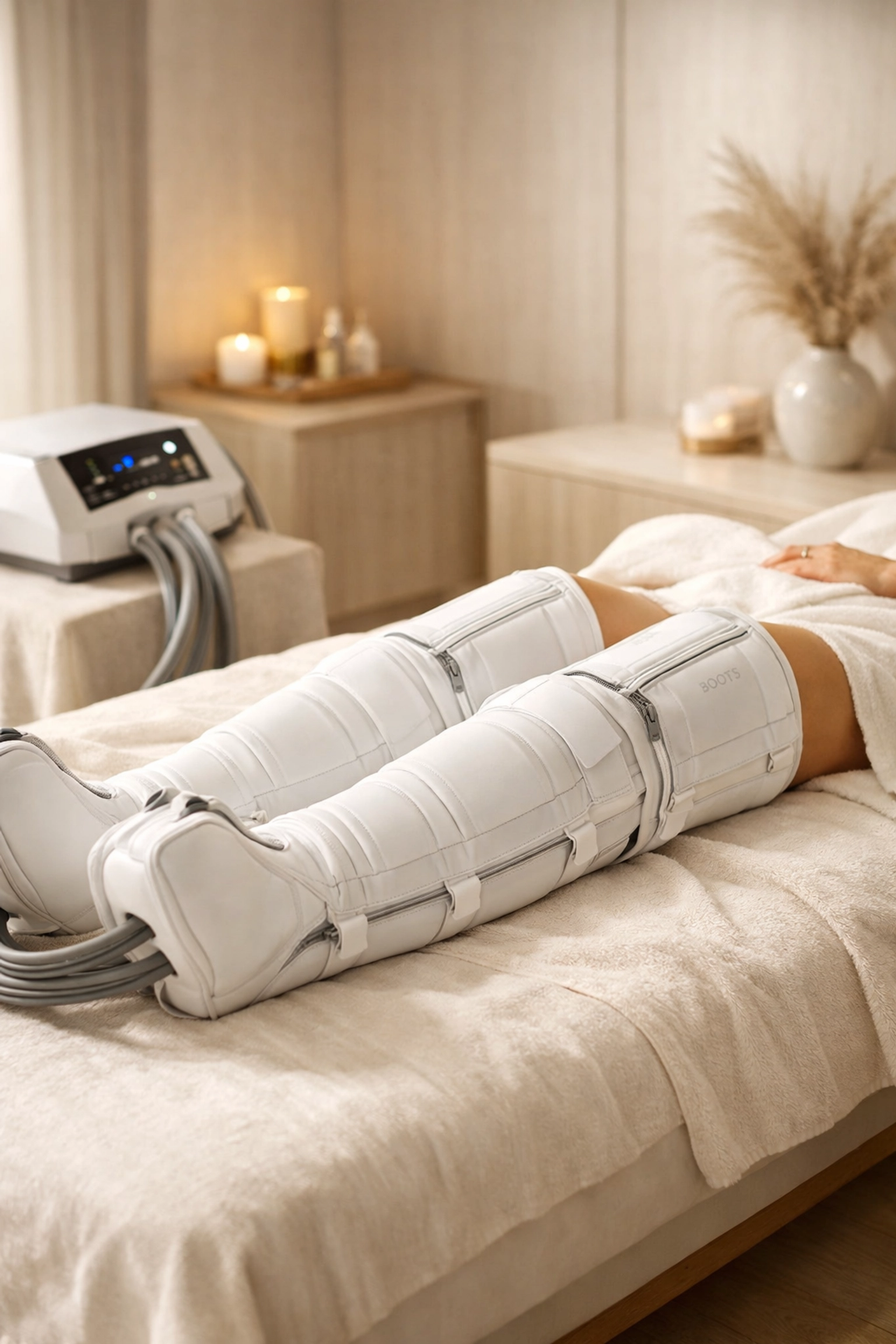 Mechanische Lymphdrainage zur Cellulite Behandlung in einem Wiener Wellness Spa für straffe Beine.