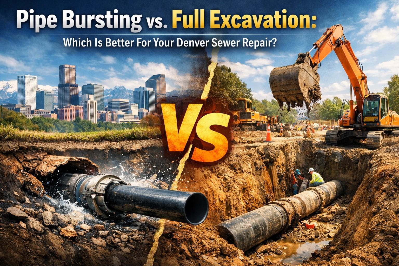 [HERO] Pipe Bursting vs. Full Excavation: Which Is Better For Your Denver Sewer Repair?