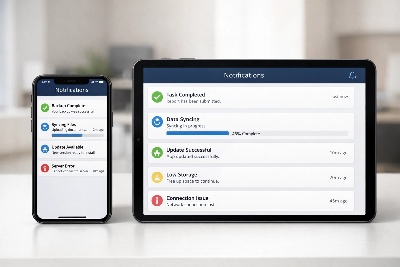 Mobile devices displaying real-time tax return status notifications for ERO preparer communication