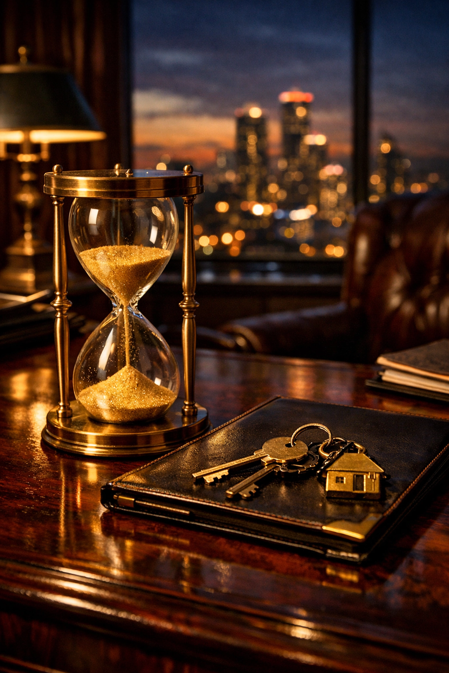 Hourglass and property keys on a desk, symbolizing the urgent Renters' Rights Act deadline for landlords.